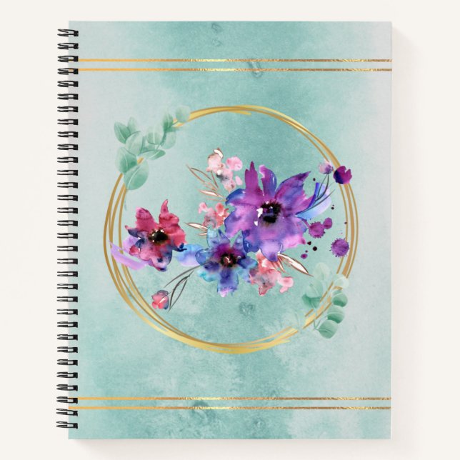 Cuaderno Floral morada acuarela (Anverso)