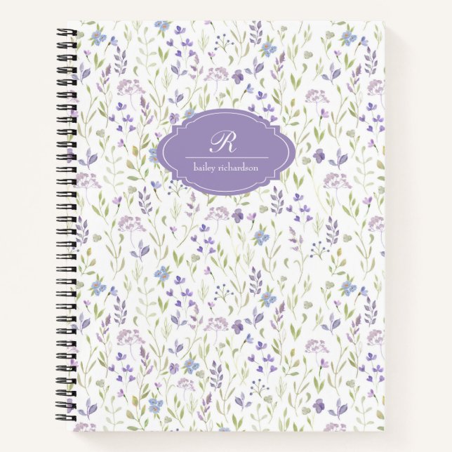 Cuaderno Floral Morado Personalizado (Anverso)