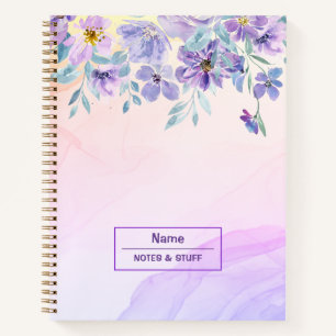 Cuaderno floral morado romántico