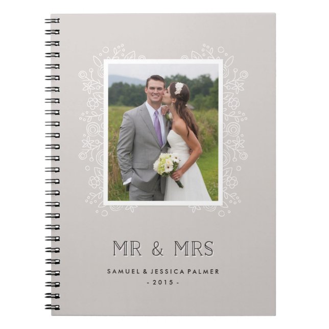 Cuaderno Floral Mr & Mrs Journal - Taupe (Frente)