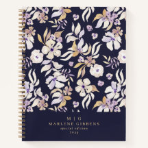 Cuaderno Floral Navy Gold