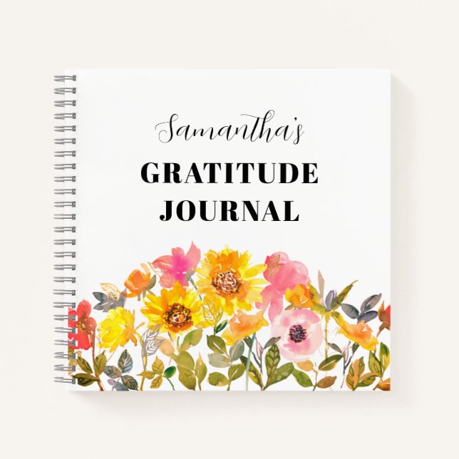 Cuaderno Floral nombre botánico girasol Gratitude Journal (Anverso)