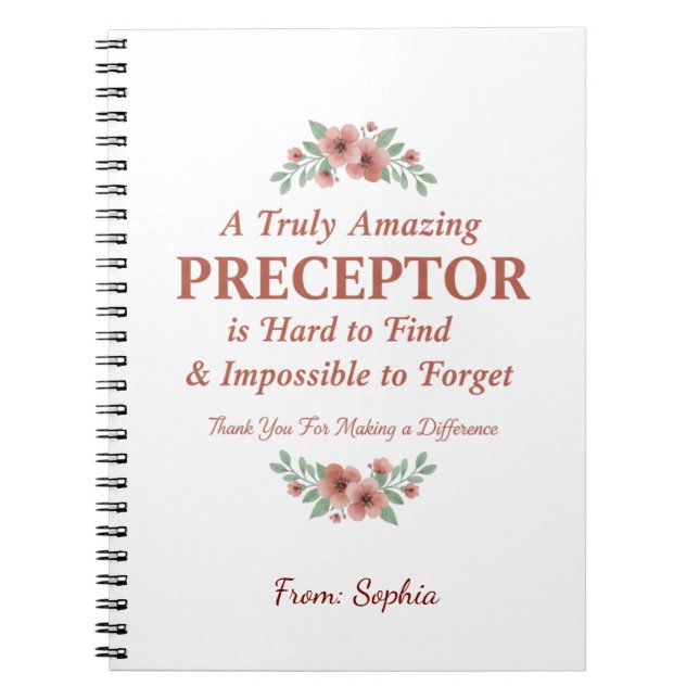 Cuaderno Floral Nurse Preceptor Thank You Mentor Gift (Frente)