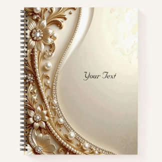 Cuaderno Floral Ornado Elegante de Oro