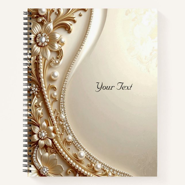 Cuaderno Floral Ornado Elegante de Oro (Anverso)