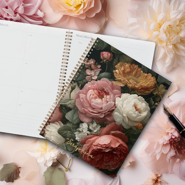 Cuaderno Floral Oscuro Personalizado Vintage  (Subido por el creador)