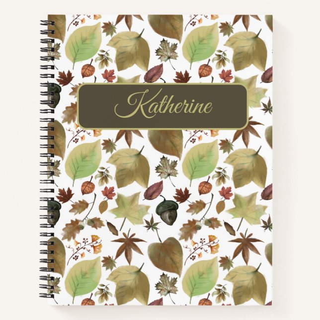 Cuaderno Floral Otoñal con nombre personalizado para ella (Anverso)