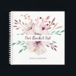 Cuaderno Floral Our Bucket List Keepsake Journal<br><div class="desc">Este diario tiene un arreglo floral alrededor de las palabras Our Bucket List con espacio para los nombres de la pareja. Es el regalo Boda perfecto para que los recién casados puedan soñar con una lista de baldes compartidos. Diseño original Clare Swindlehurst (c)</div>