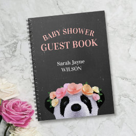 Cuaderno Floral Panda Chica Baby Shower Guest Book