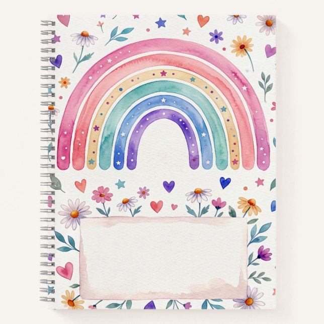 Cuaderno Floral Pastel con Nombre (Anverso)