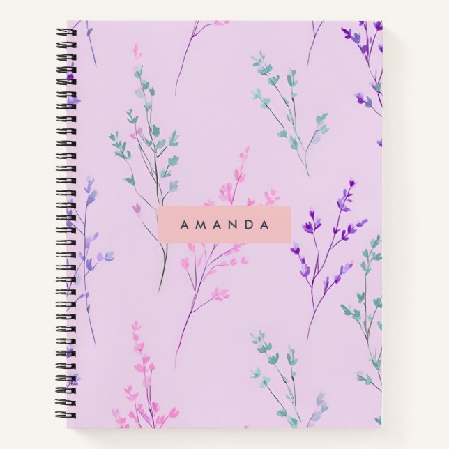 Cuaderno Floral Pastel personalizada, elegante (Anverso)