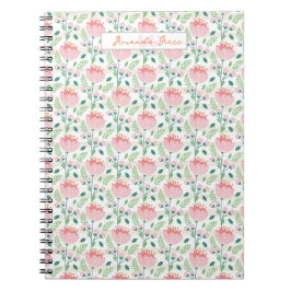 Cuaderno Floral patterned planner in pink and orange