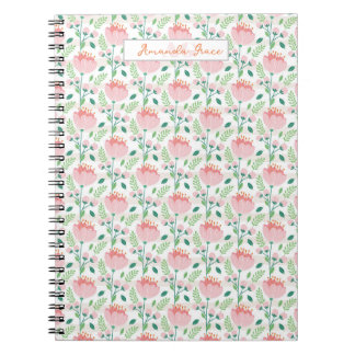 Cuaderno Floral patterned planner in pink and orange