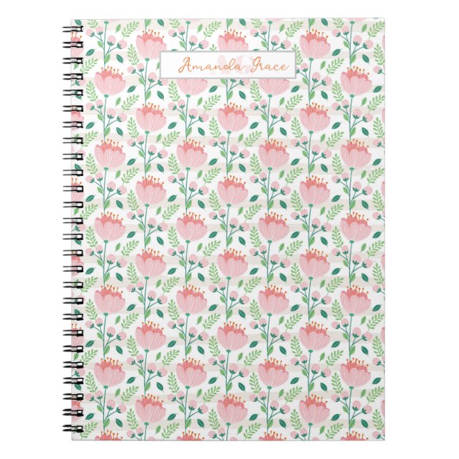 Cuaderno Floral patterned planner in pink and orange (Frente)