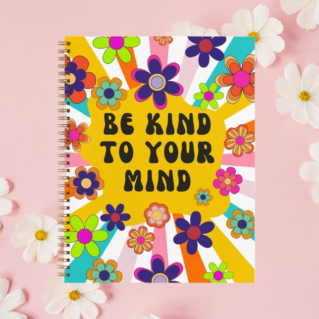Cuaderno Floral personalizada "Be Kind to Your Mind" (Personalized "Be Kind to Your Mind" Floral Notebook)