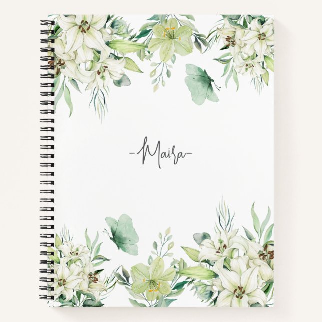 Cuaderno Floral personalizada Estilo femenino moderno lindo (Anverso)