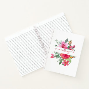 Cuaderno Floral personalizado con acuarela rosa