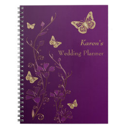 Cuaderno floral personalizado de la mariposa