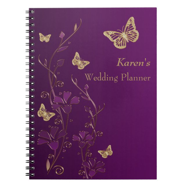 Cuaderno floral personalizado de la mariposa (Frente)