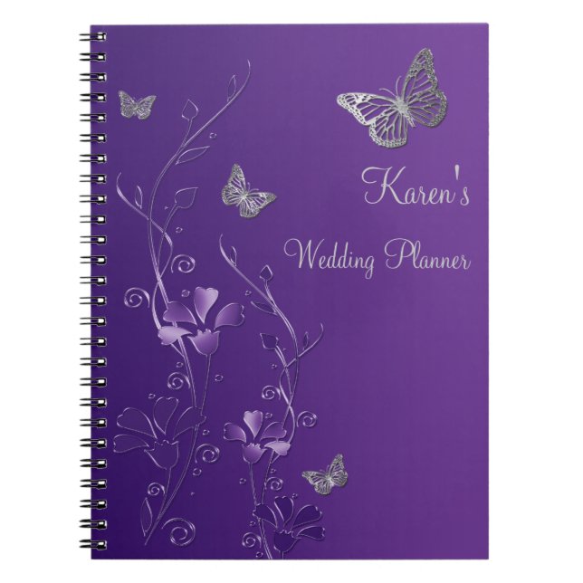 Cuaderno floral personalizado de la mariposa gris (Frente)