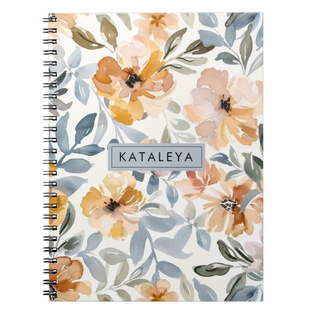 Cuaderno Floral Personalizado de Otoño Suave (Frente)
