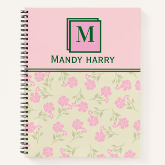 Cuaderno floral personalizado rosa