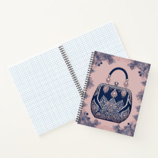 Cuaderno Floral pink and blue AI art 