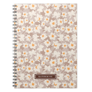 Cuaderno Floral primaveral en flor   Marrón personalizado