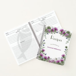 Cuaderno Floral Purple Thistle Elegant Frame Recipe 