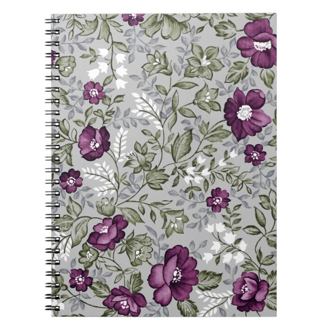Cuaderno Floral púrpura profunda (Frente)