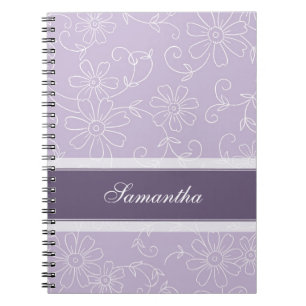Cuaderno floral púrpura y blanco conocido de