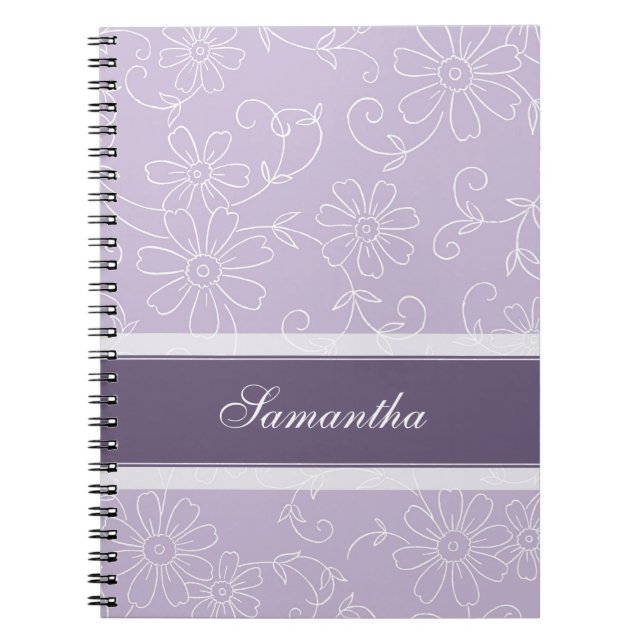 Cuaderno floral púrpura y blanco conocido de (Frente)