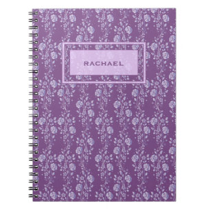 Cuaderno Floral púrpura y lilaca personalizada