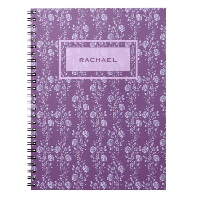 Cuaderno Floral púrpura y lilaca personalizada (Frente)