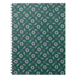 cuaderno floral púrpura y verde