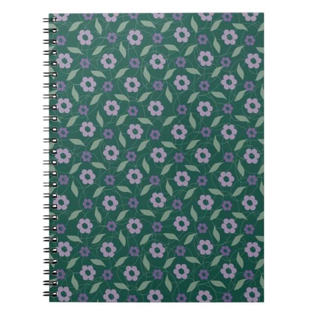 cuaderno floral púrpura y verde (Frente)