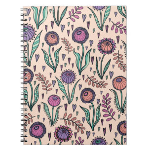 Cuaderno Floral retro de los años 60. Ilustracion pintado a