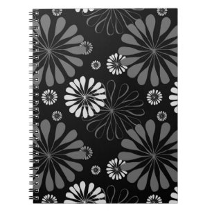 Cuaderno Floral Retro en Blanco y Negro