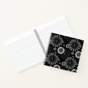 Cuaderno Floral Retro en Blanco y Negro
