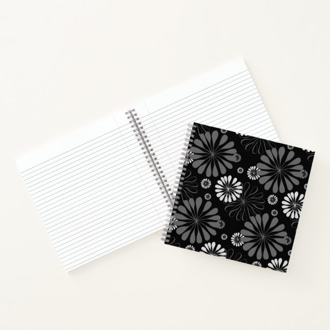 Cuaderno Floral Retro en Blanco y Negro (Interior)