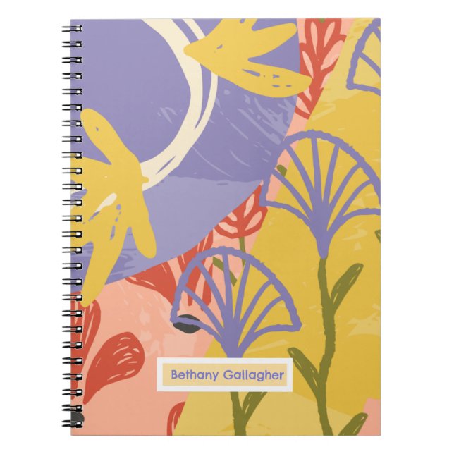 Cuaderno Floral retro moderna | Resumen personalizado (Frente)