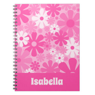 Cuaderno Floral retro personalizada 60s 70s Y2K rosa