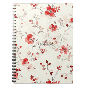 Cuaderno Floral Rojo Crema
