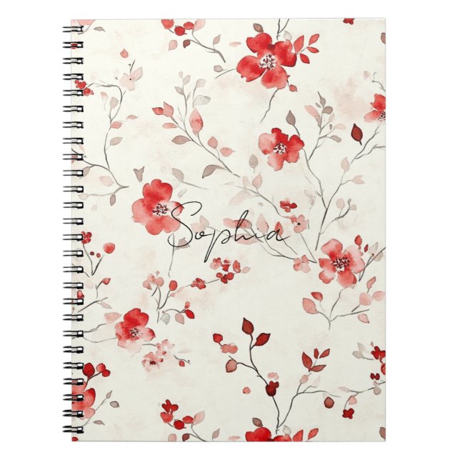 Cuaderno Floral Rojo Crema   (Frente)