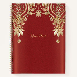 Cuaderno Floral Rojo Dorado Moderno