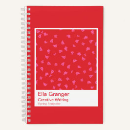 Cuaderno floral rojo y rosa