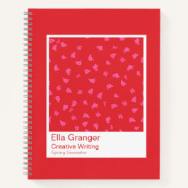 Cuaderno floral rojo y rosa