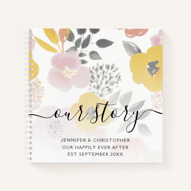 Cuaderno Floral romántica nuestra historia Recuerdos pareja (Anverso)