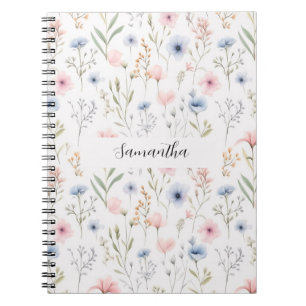 Cuaderno Floral rosa azul personalizada