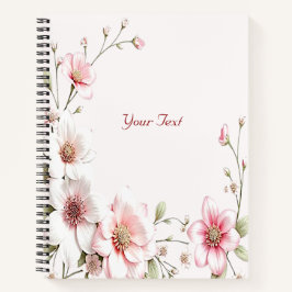 Cuaderno Floral Rosa Blanco Elegante
